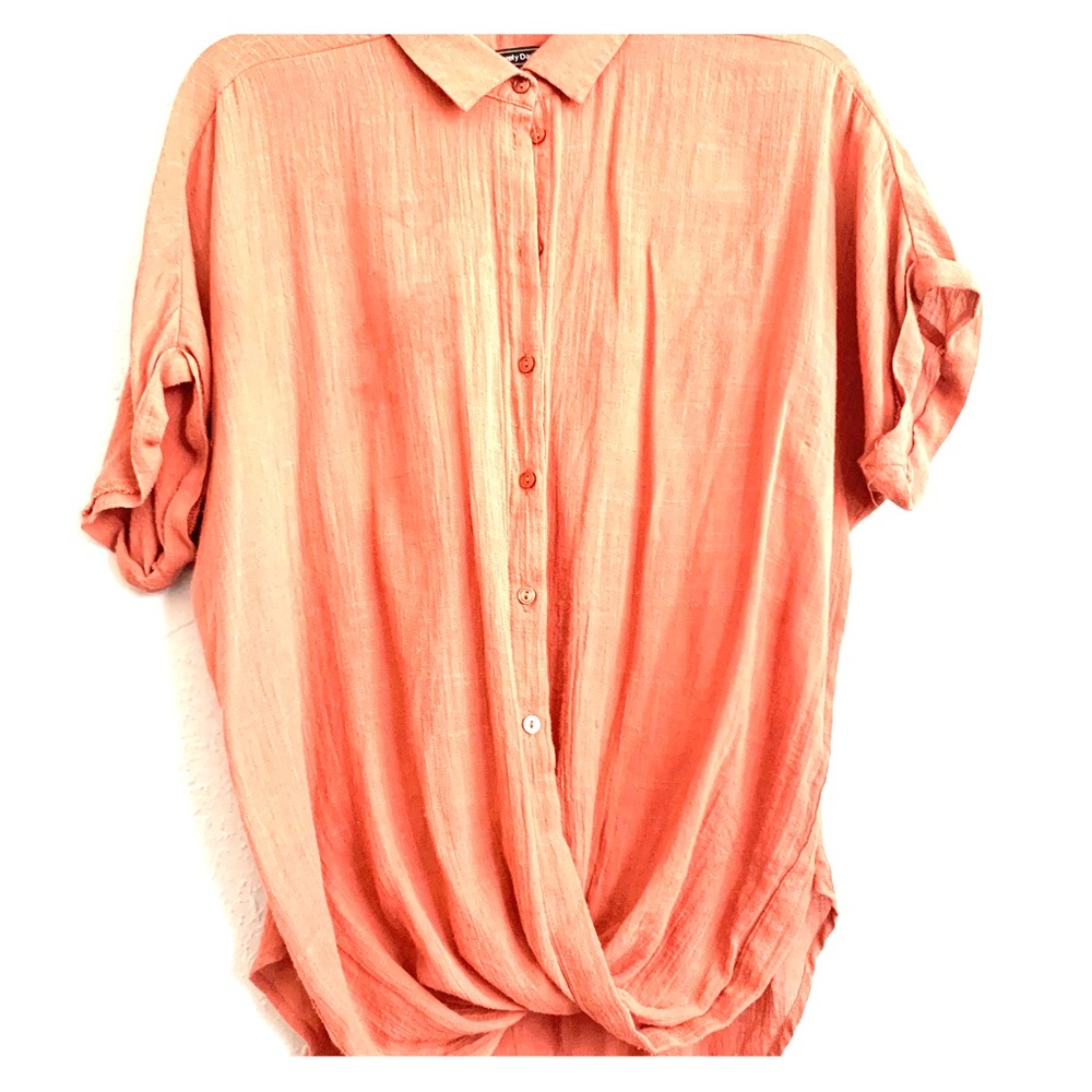 Women’s Button-down Shirt, Dark Coral Color